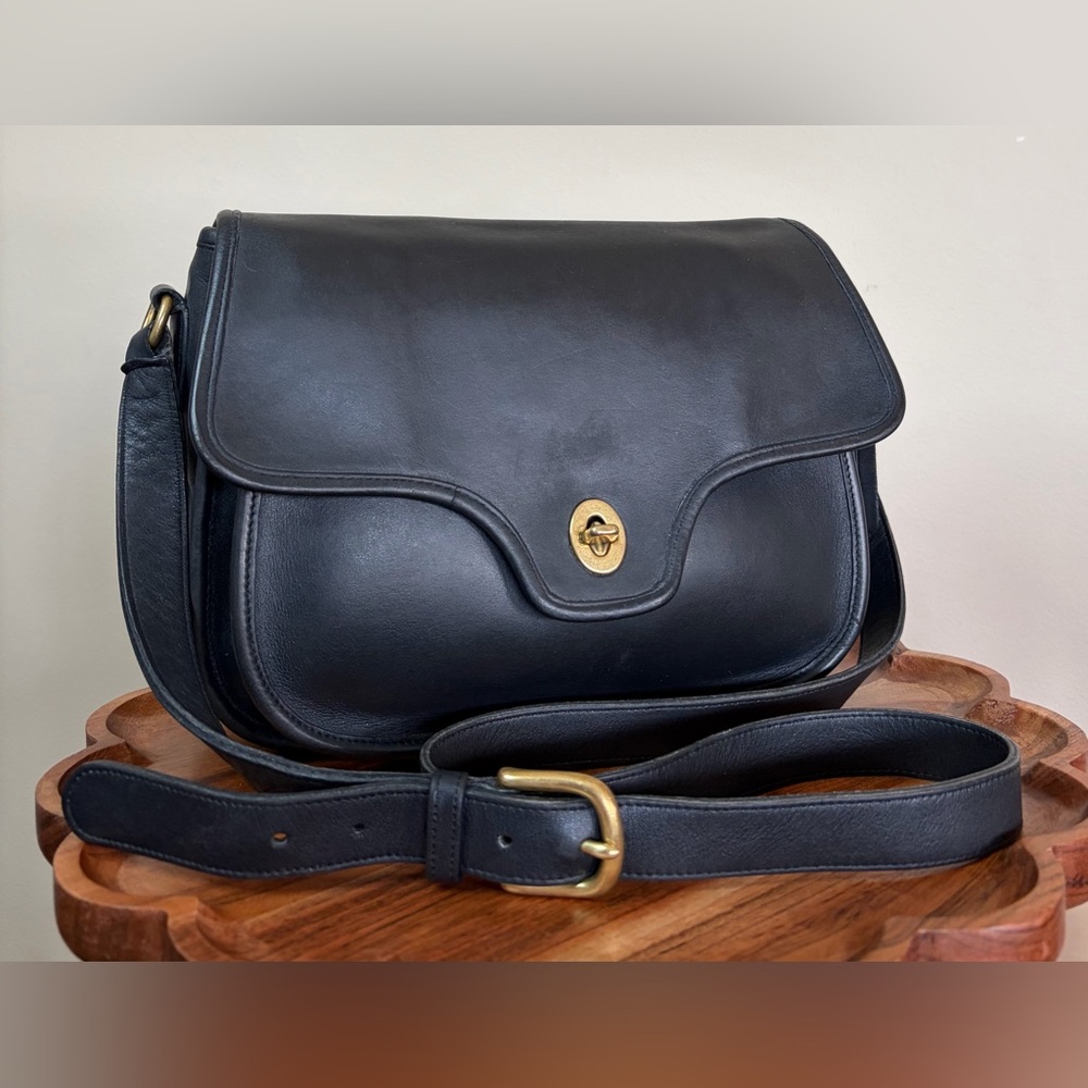 Vintage COACH Lennox Bag Navy Leather Crossbody RARE 9918 - Picture 3 of 17